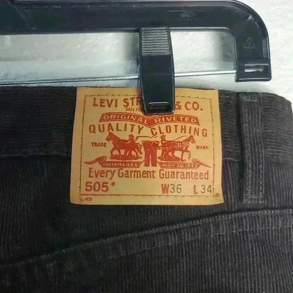 LEVI'S 505 straight fit Dark Brown corduroy pants jeans 36x32 Vintage Tag 90s - Picture 5 of 8